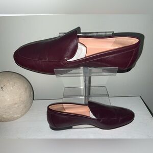 NEW J. Crew Women's Cecile leather smoking slippers loafers dark red burgundy